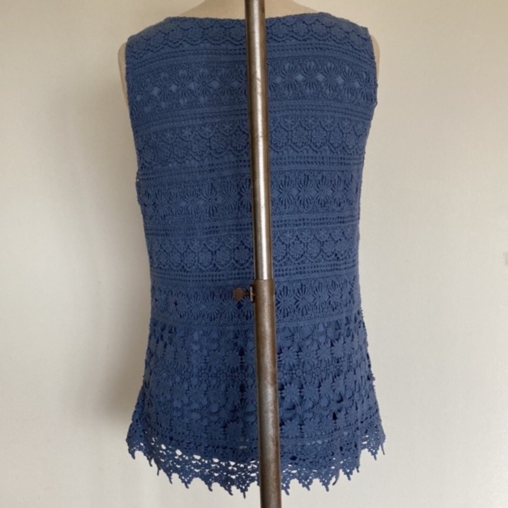 Cotton lace sleeveless top, lined with Tencel knit, invisible side zipper, M - Picture 7 of 10